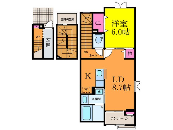 フロ－ラル南別府の物件間取画像